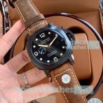 Buy Online Copy Panerai Luminor Marina Black Dial Brown Leather Strap Watch